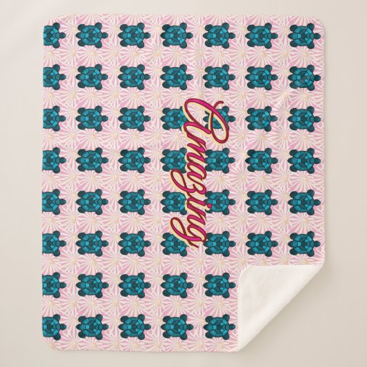 Custom turtle pattern Sherpa Blanket Deken (Voorkant)