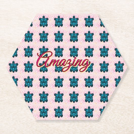 Custom turtle pattern Sherpa Blanket Kartonnen Onderzetters (Voorkant)