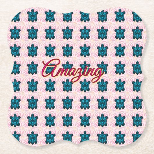 Custom turtle pattern Sherpa Blanket Kartonnen Onderzetters (Voorkant)