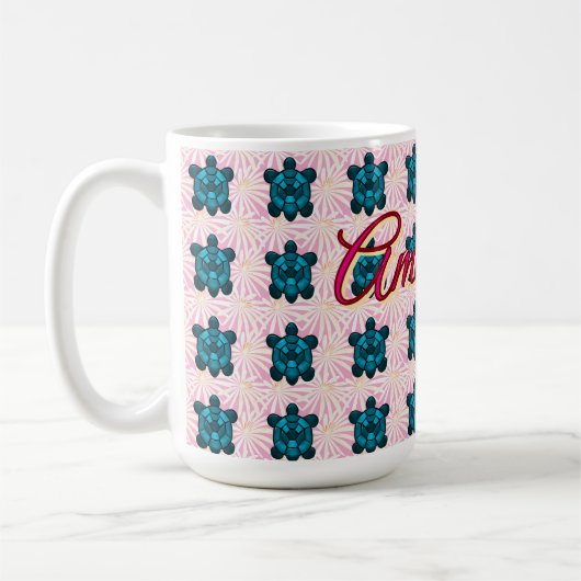 Custom turtle pattern Sherpa Blanket Koffiemok (Links)