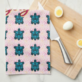 Custom turtle pattern Sherpa Blanket Theedoek (Quarter Fold)