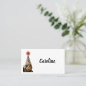 Custom turtle with party hat place setting plaatskaartje (Staand voorkant)