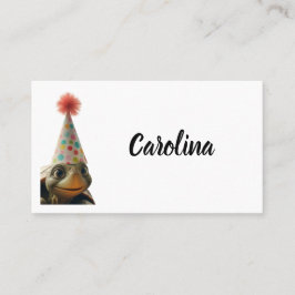 Custom turtle with party hat place setting plaatskaartje