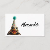 Custom turtle with party hat place setting plaatskaartje (Voorkant)