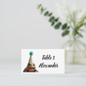 Custom turtle with party hat place setting plaatskaartje (Staand voorkant)
