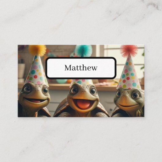 Custom turtles with birthday cake and hats  plaatskaartje (Voorkant)