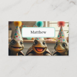 Custom turtles with birthday cake and hats  plaatskaartje