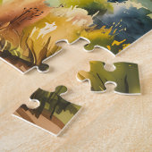 Custom Tuscany Watercolor Rolling Hills Landscape Legpuzzel (Zijkant)