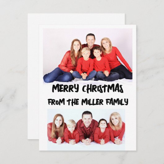 CUSTOM TWEE 2 FOTO PLATTE KERST KAART (Voorkant / Achterkant)