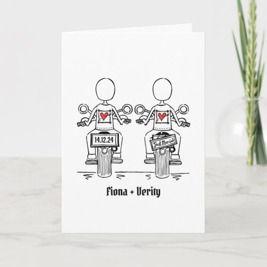 Custom Twee Bruiden Biker Motorfiets Avond Bruilof (Voorkant)