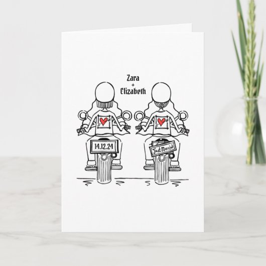 Custom Twee Bruiden Biker Motorfiets Avond Bruilof (Voorkant)