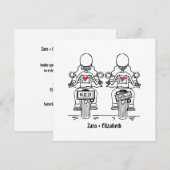 Custom Twee Bruiden Biker Motorfiets Avond Bruilof Kaart (Voorkant / Achterkant)