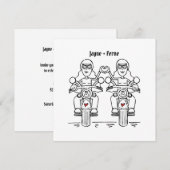 Custom Twee Bruiden Biker Motorfiets Avond Bruilof Kaart (Voorkant / Achterkant)