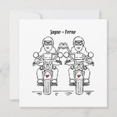Custom Twee Bruiden Biker Motorfiets Avond Bruilof Kaart (Voorkant)
