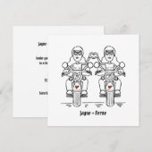 Custom Twee Bruiden Biker Motorfiets Avond Bruilof Kaart (Voorkant / Achterkant)