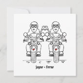 Custom Twee Bruiden Biker Motorfiets Avond Bruilof Kaart (Voorkant)