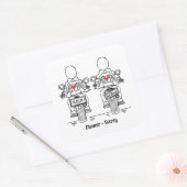 Custom Twee Bruiden Biker Motorfiets Avond Bruilof Vierkante Sticker (Envelop)