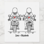 Custom Twee Bruiden Biker Motorfiets Avond Bruilof Wijn Etiket (Enkel label)