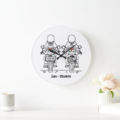 Custom Twee Bruiden Biker Motorfiets Bruiloft Grote Klok (Huis)