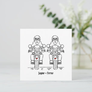 Custom Twee Bruiden Biker Motorfiets Bruiloft Kaart