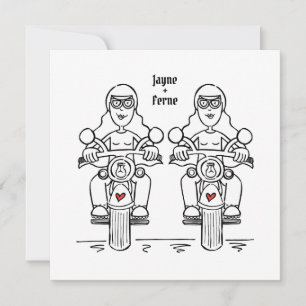 Custom Twee Bruiden Biker Motorfiets Lesbische Avo Kaart