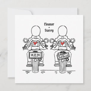 Custom Twee Bruiden Biker Motorfiets Lesbische Bru Kaart