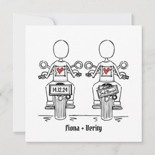 Custom Twee Bruiden Biker Motorfiets Lesbische Bru Kaart