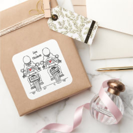 Custom Twee Bruiden Biker Motorfiets Lesbische Bru Vierkante Sticker