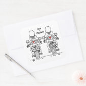 Custom Twee Bruiden Biker Motorfiets Lesbische Bru Vierkante Sticker (Envelop)