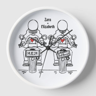 Custom Twee Bruiden Biker Motorfiets Trouwklok