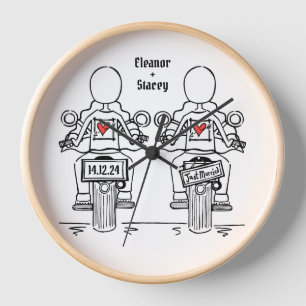 Custom Twee Bruiden Biker Motorfiets Trouwklok