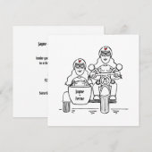 Custom Twee Bruiden Motorfiets en Sidecar Avond Kaart (Voorkant / Achterkant)