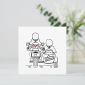 Custom Twee Bruiden Motorfiets en Sidecar Bruiloft Kaart (Staand voorkant)
