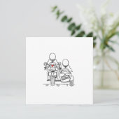Custom Twee Bruiden Motorfiets en Sidecar Bruiloft Kaart (Staand voorkant)