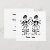 Custom Twee Grooms Biker Motorfiets Avond Bruiloft Kaart (Voorkant / Achterkant)