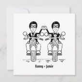 Custom Twee Grooms Biker Motorfiets Avond Bruiloft Kaart (Voorkant)