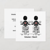 Custom Twee Grooms Biker Motorfiets Avond Bruiloft Kaart (Voorkant / Achterkant)