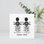 Custom Twee Grooms Biker Motorfiets Avond Bruiloft Kaart (Staand voorkant)