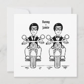 Custom Twee Grooms Biker Motorfiets Avond Bruiloft Kaart (Voorkant)