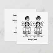 Custom Twee Grooms Biker Motorfiets Avond Bruiloft Kaart (Voorkant / Achterkant)