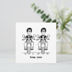 Custom Twee Grooms Biker Motorfiets Avond Bruiloft Kaart