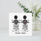 Custom Twee Grooms Biker Motorfiets Gay Wedding Kaart (Staand voorkant)