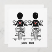 Custom Twee Grooms Biker Motorfiets Gay Wedding Kaart (Voorkant / Achterkant)