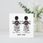 Custom Twee Grooms Biker Motorfiets Gay Wedding Kaart (Staand voorkant)