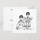 Custom Twee Grooms Motorfiets en Sidecar Bruiloft Kaart (Voorkant / Achterkant)