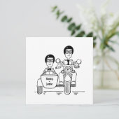 Custom Twee Grooms Motorfiets en Sidecar Bruiloft Kaart (Staand voorkant)