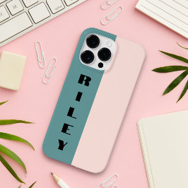 Custom Twee Kleur Blok Roos Roze Blauwgroen Grote  Case-Mate iPhone 14 Pro Max Hoesje