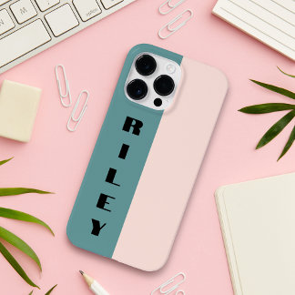 Custom Twee Kleur Blok Roos Roze Blauwgroen Grote Case-Mate iPhone 14 Pro Max Hoesje