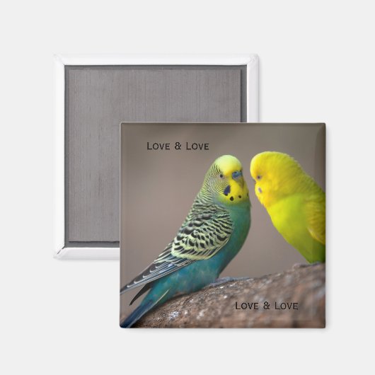 Custom Twee Parrot afbeelding met tekst Loving Mag Magneet (Voorkant / Achterkant)