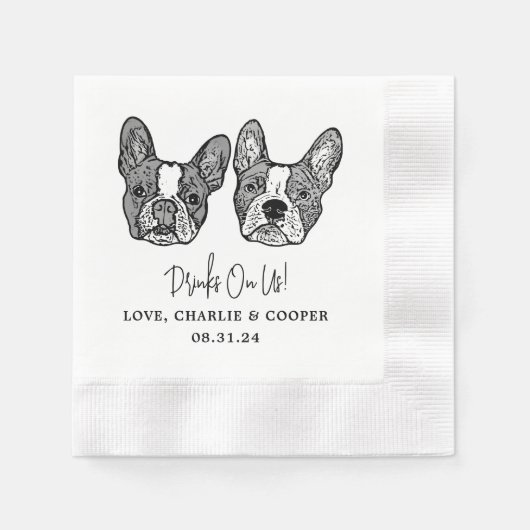 Custom Twee Pet Cocktail Servetten Bruiloft (Voorkant)